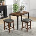 thumbnail image 4 of Costway 24" Dining Bar Stool Set of 2 Counter Height Padded Seat Wood Frame Kitchen Brown, 4 of 9