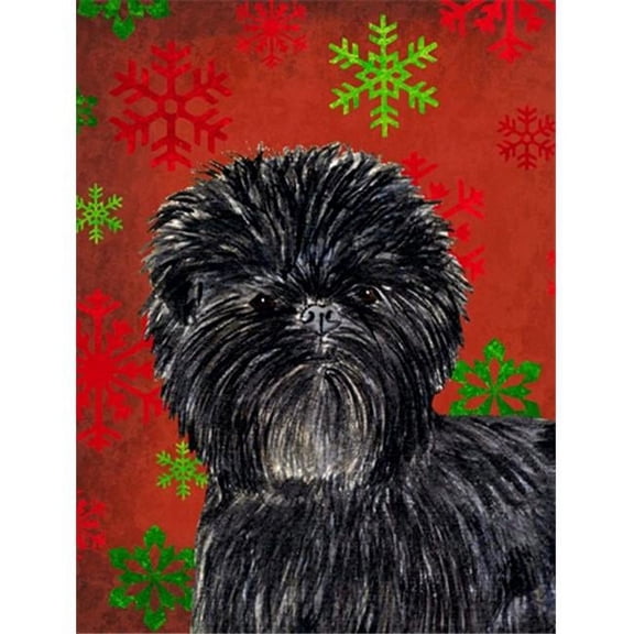 Affenpinscher Red Green Snowflakes Christmas Flag Garden Size
