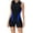 Blue, variant on Athletic One Piece Swimsuits for Women Zipper Up Bathing Suits Modest Boyleg Swimwear White XS(XS)