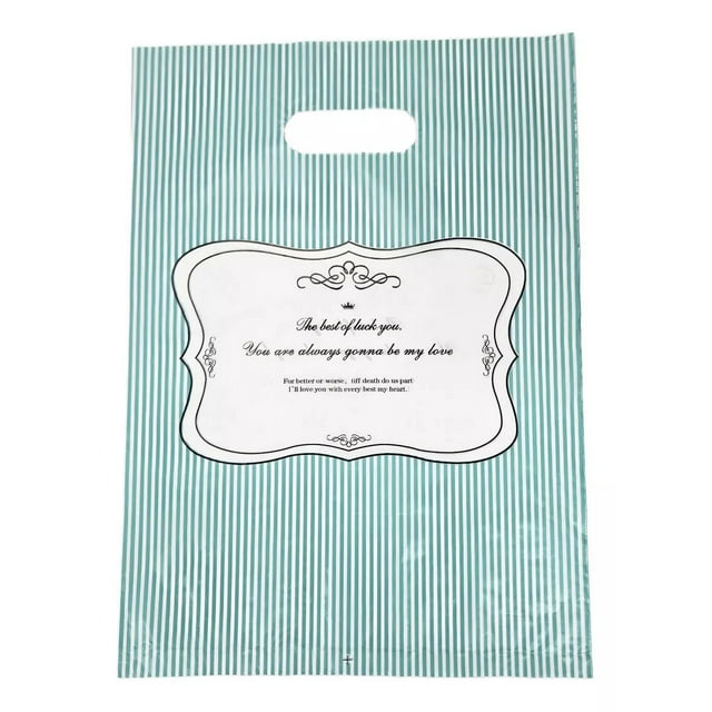 100 Bolsa Boutique Polipapel Decorada Diseño 25x35cm Color Agua Rayas