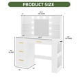 thumbnail image 5 of Uforic Makeup Vanity Desk with Mirror & 10 Lights, Vanity Desk with Power Outlet, 4 Drawers & 8 Storage Shelves - White, 5 of 10