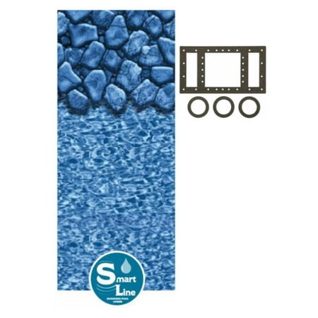 Above Ground 30 Gauge Round Boulder Swimming Pool Overlap Liners w/ Gasket Kit  15  Round