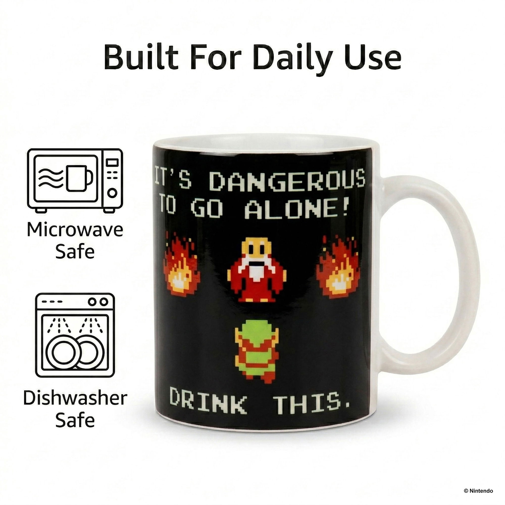 Pyramid America: The Legend of Zelda: Drink This - 11oz Ceramic Mug - Coffee-Tea Cup, Microwave-Dishwasher Safe, Video Game Fan Collectible, Licensed