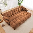 thumbnail image 2 of 3 - Seater Sofa Set With 3 Ottomans And Pillows, Sturdy Solid Wood Frame In Elegant Textured Chenille. Ideal For Living Rooms, Lounges, Offices, Hotels, Burnt Orange, 2 of 9