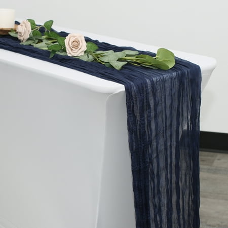 

YOUR CHAIR COVERS - 35 X 10FT Gauze Cheesecloth Table Runner for Weddings Quinceanera Events or Baby Shower - Navy Blue
