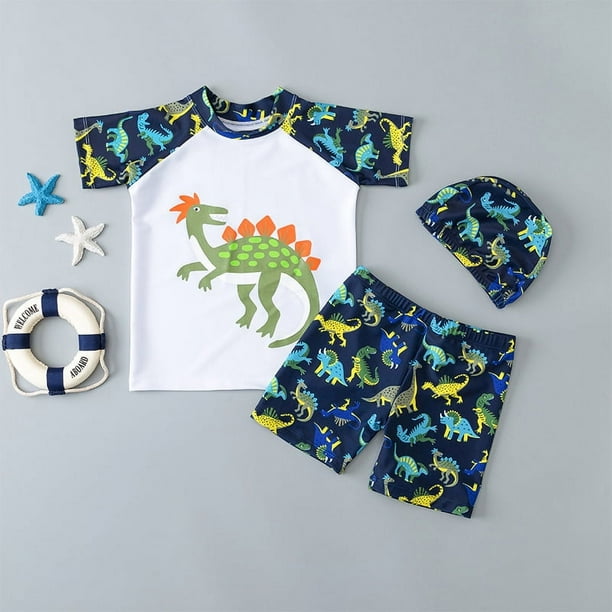 Traje de baño para niños, traje de baño para niñas, traje de baño de aguas termales para niños medianos y grandes, traje de baño de dibujos animados para bebés de manga corta