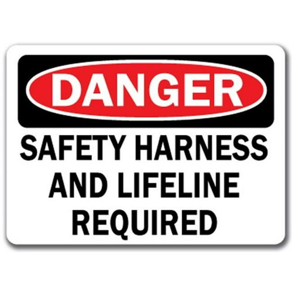 SignMission DS-Safety Harness Lifeline 10 x 14 Pouces Danger Harnais de Sécurité et Ligne de Vie Requis