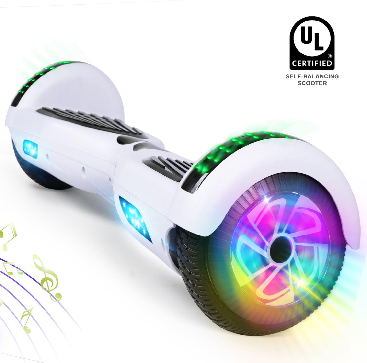 All Terrain Off Road Two-Wheel 6.5 inch Self Balancing Scooter with Bluetooth Speaker and LED Wheel for Kids Adults CBD Flash Hoverboard