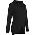 thumbnail image 2 of Womens Long Sleeve Button Cowl Neck Casual Knitted Color Block Patchwork Pullover Lightweight Sweaters Shirt, 2 of 3