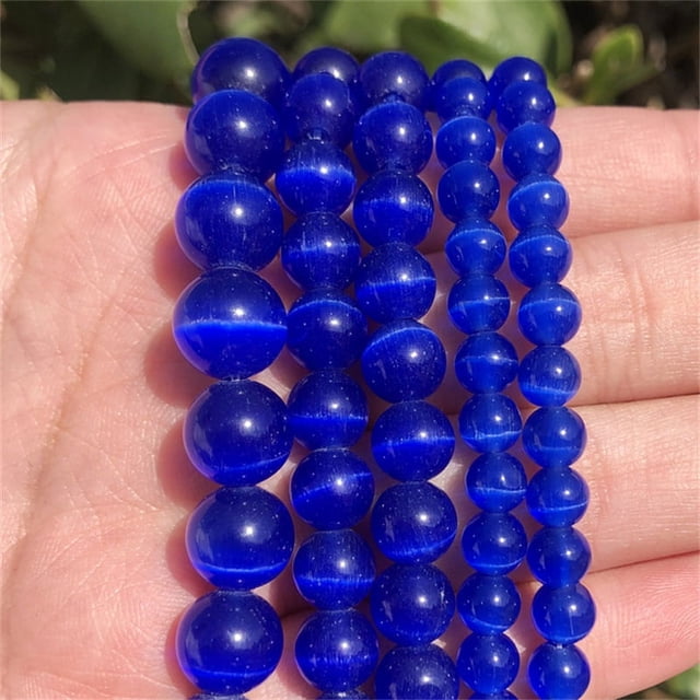 Nvzi Accesorio de 2 piezas de cuentas redondas, cuentas sueltas de color azul oscuro tejidas a mano, accesorio de bricolaje - 4 mm