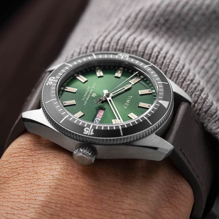 Timex TW2V24700 Men's The Waterbury Automatic Green Dial Watch