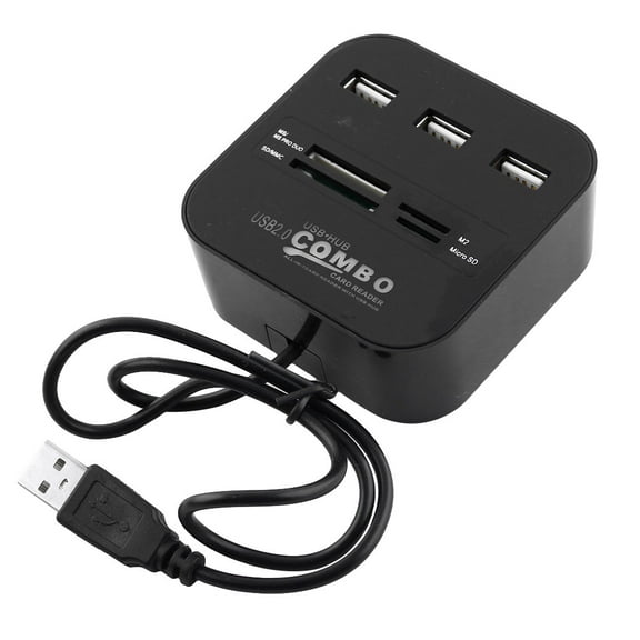 Unique Bargains 3 Port USB 2.0 Hub Micro SD TF Memory Card Reader Combo Adapter Cable Black