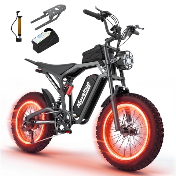 Moveloop Electric Bike, 20"x4.0" Fat Tire Ebikes for Adults, 1500W Peak 31 MPH Electric Mountain Bike, 48V 15.6 AH Battery, 7-Speed, UL 2849