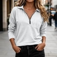thumbnail image 4 of FDGIU 2026 Spring Fall Women's Lapel Collar Half Zip Long Sleeve Pullover Top, Slub Texture Loose Sweatshirt with Chest Pocket for Daily Layering, 4 of 6