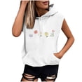 thumbnail image 6 of cocolona Womens Sleeveless Printed Pullover Hoodie Drawstring Trendy Casual Solid Color Sweatshirt with Pocket, 6 of 6