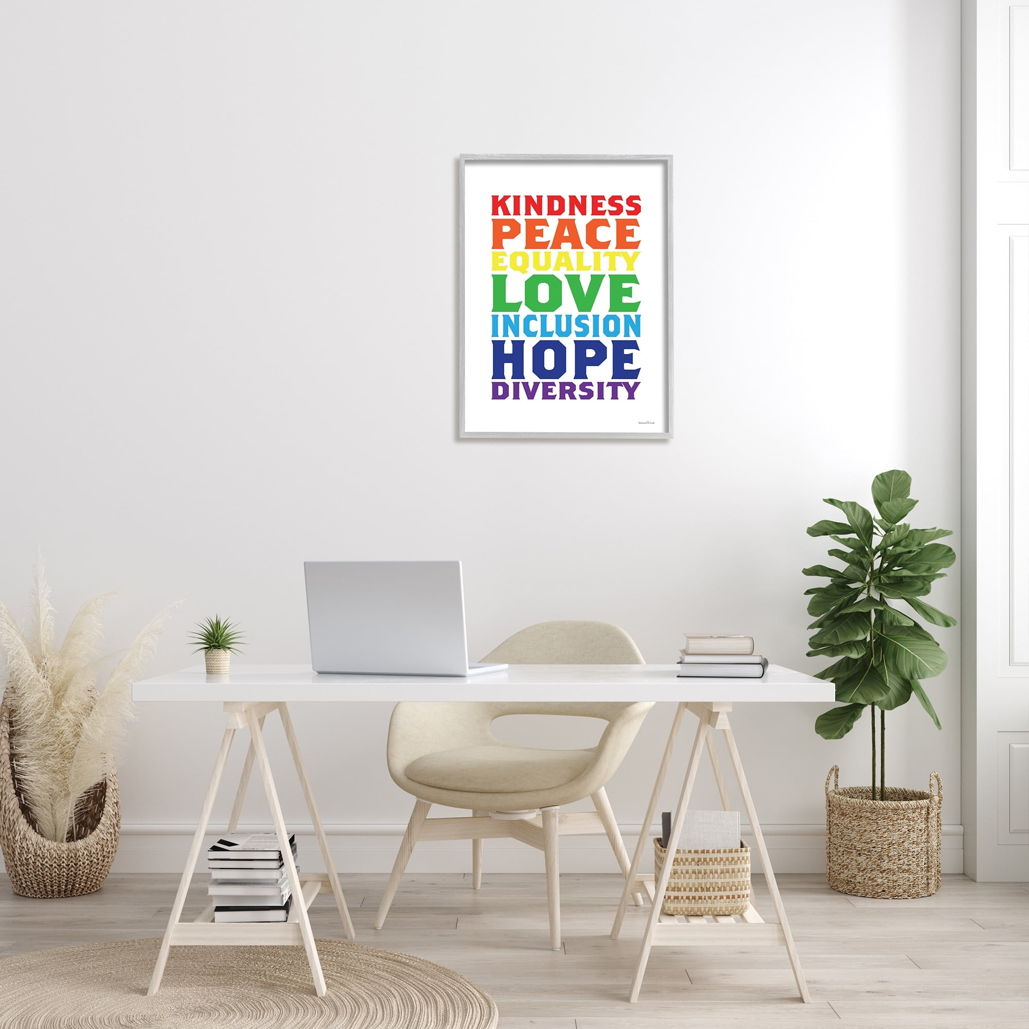 Stupell Industries Kindness Peace Equality Phrases Rainbow Inclusive Terms, 24 x 30, Design by Lettered and Lined