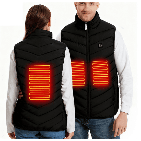 lajdalh Heated Vest for Men Women, 3 Heating Levels 4 Heating Zones, Heated Jackets for Men Women (Not Included Battery),6XL,Black