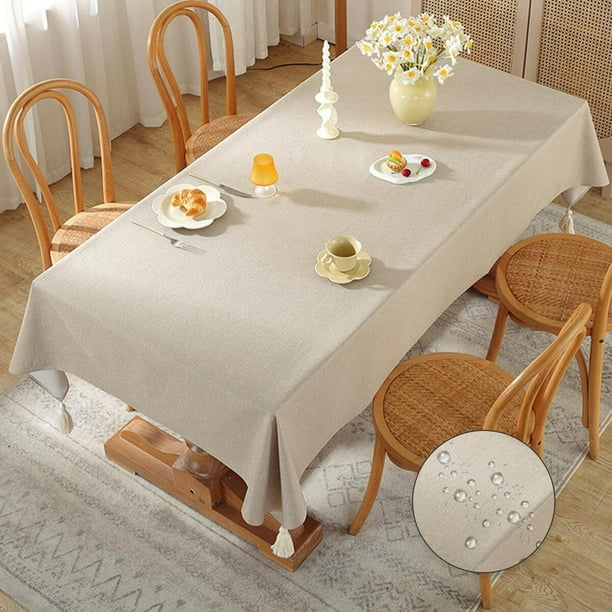 Manteles para Mesa Rectangular Impermeable, Mantel para Mesa de 6 Personas,Mantel Lino Antimanchas,para el Hogar, Restaurante,Cocina,Hotel,Cafetería (Color Liso-café Claro (180 * 140cm))