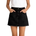 thumbnail image 2 of Puyaiuu Girls Casual Solid A‑Line Frayed Hem Denim Mini Skirt For Teens 4‑15 Years Old Black 100%Denim Gift, 2 of 9