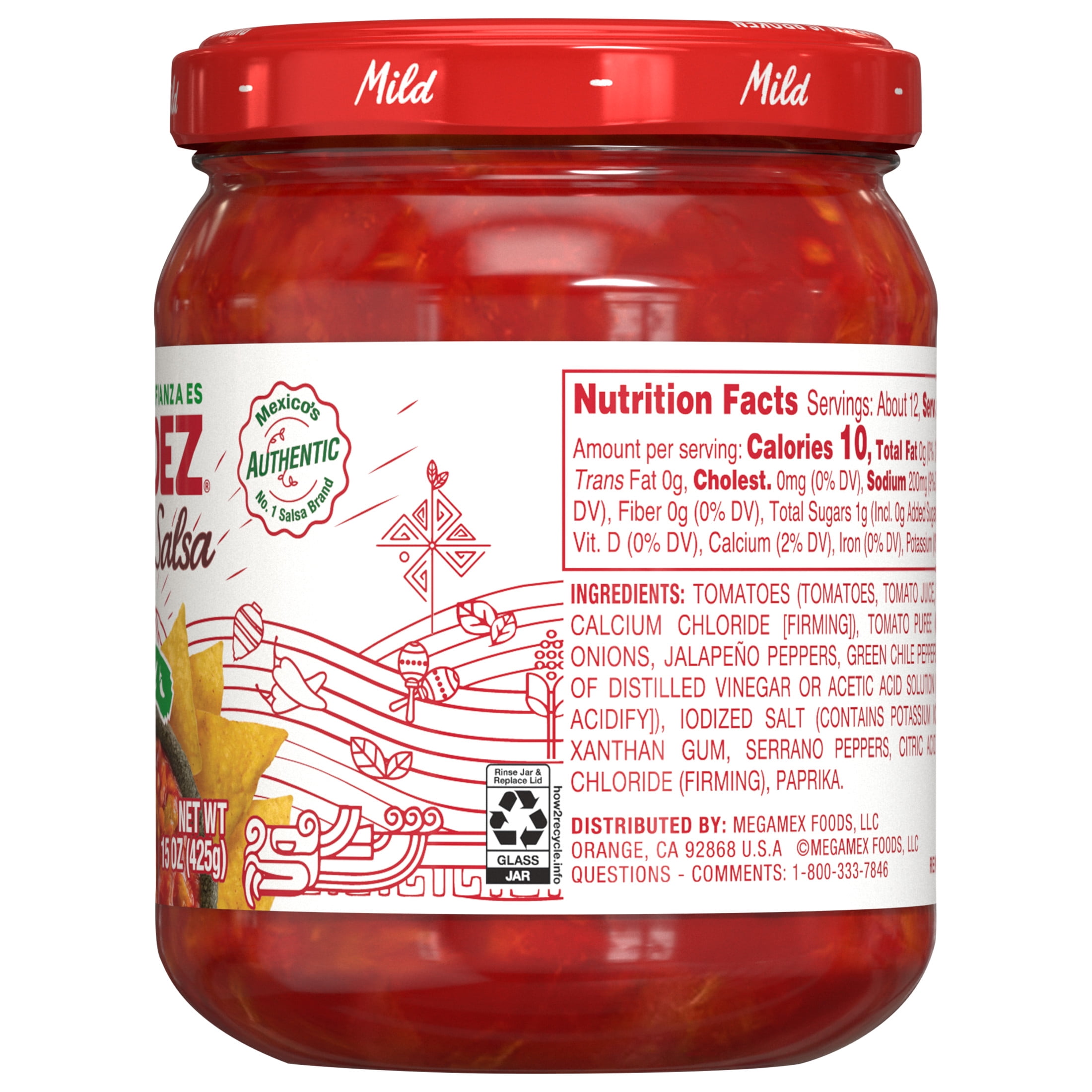 (3 pack) HERDEZ Chunky Salsa Mild, Tortilla Chip Dip, Shelf Stable, 15 oz  Glass Jar