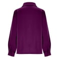 thumbnail image 6 of Yrmaups Women Loose Fit Long Sleeve Button Down Blouse, Solid Satin Collared Casual Shirt, Soft Flowy Top for Office Daily Wear Layering, Purple S, 6 of 6