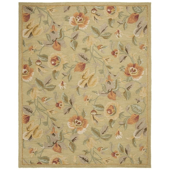 SAFAVIEH Blossom Myrtle Floral Wool Area Rug, Green/Multi, 5' x 8'
