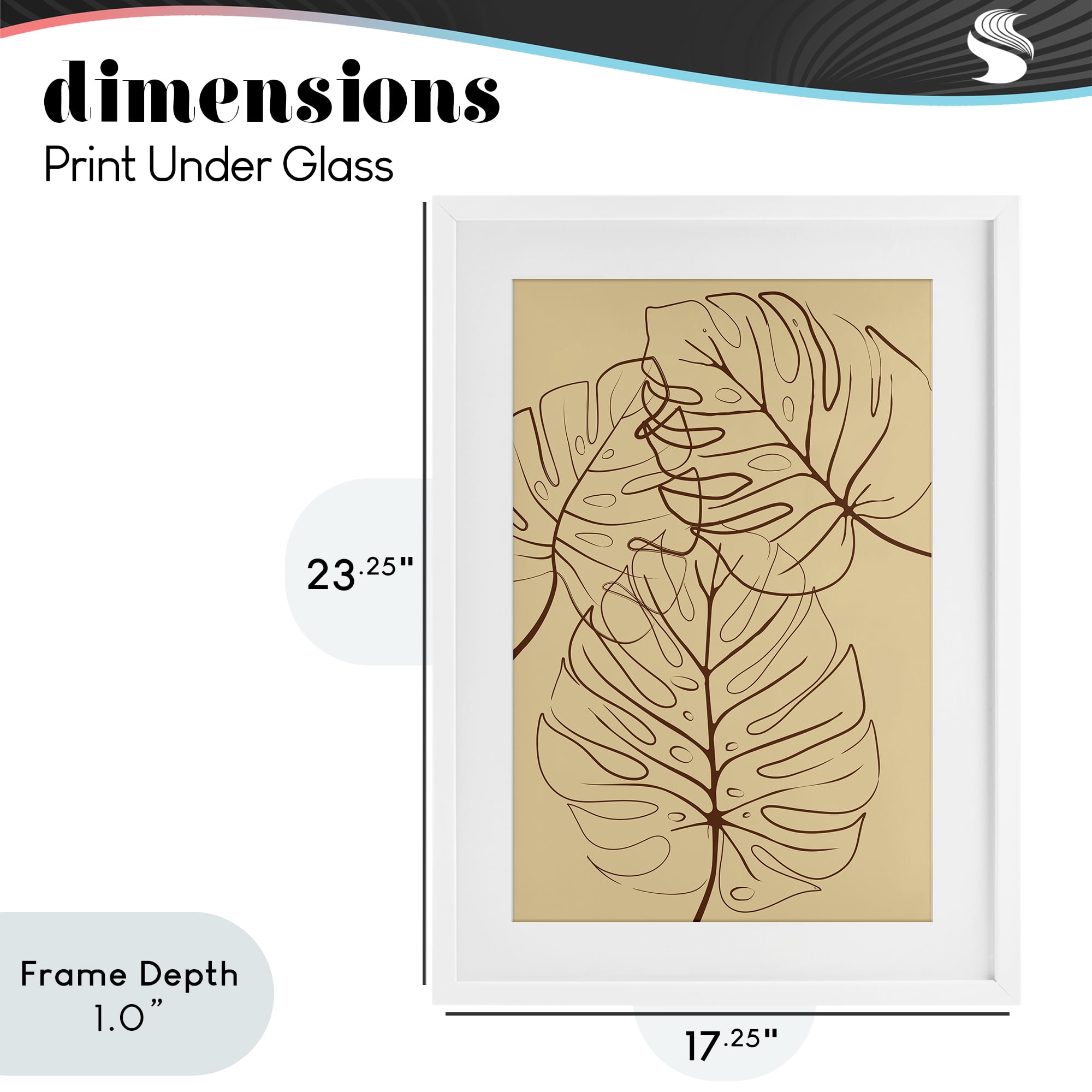 Stupell Industries Autumn Monstera Leaf Contour White Framed Print Under Glass, design by Martina Pavlova