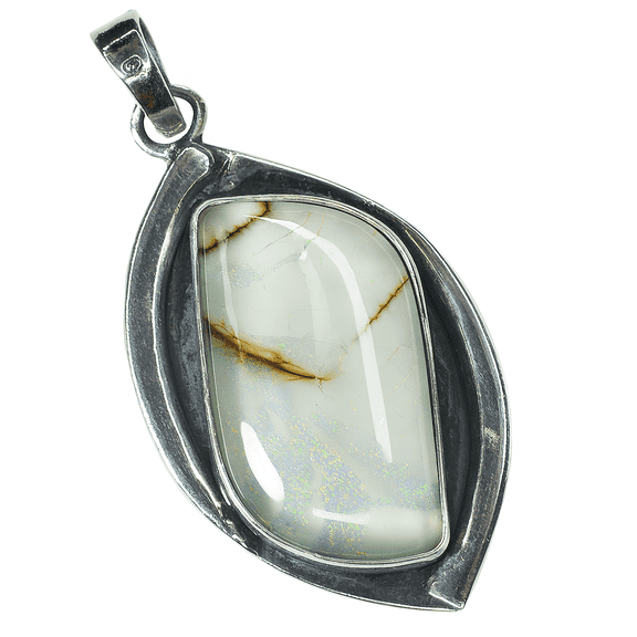 Natural Opal 53 Ct Fancy CERTIFIED 925 Sterling Silver Vintage Gems Pendant