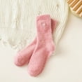 thumbnail image 6 of CUZIBR Womens Socks Winter Fuzzy Lined Crew Socks Cute Bow Embroidery Solid Warmth Plush Stockings Fuzzy Socks,Pink,One Size, 6 of 9