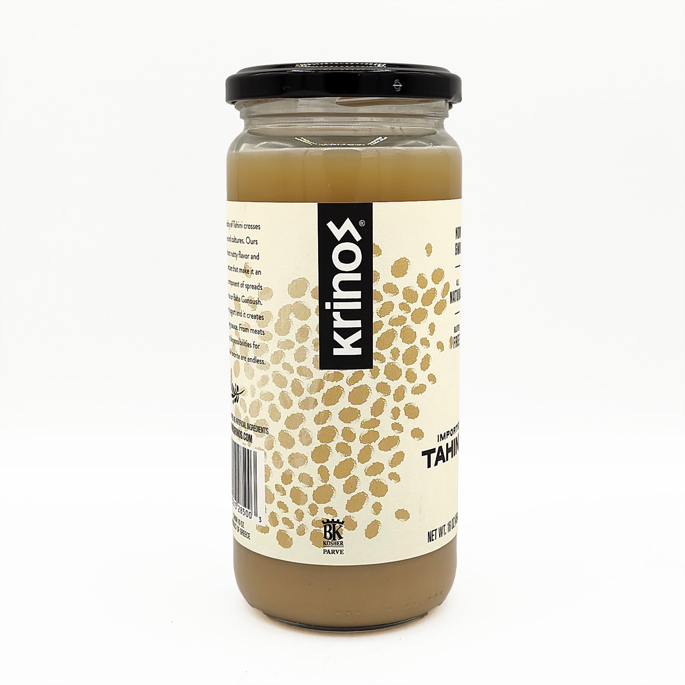 (6 pack) Krinos Tahini Spread with Velvety Texture 16oz Jar - Premium Sesame Paste