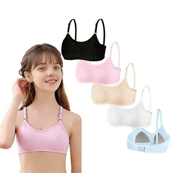 Girls Multi-Stage Training Bras Wireless Cotton Lightly Padded for Big Girls Adjustable Straps Smooth Comfort Breathable Stretchy Soft Youth Bras 10-16 Years