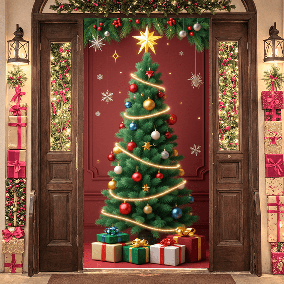 Festive Design Christmas Banner Holiday Tree Decoration for Party Celebration Indoor Winter