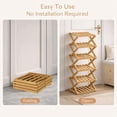 thumbnail image 6 of 2/3/4/5/6/7/8/9/10 Tier Bamboo Shoe Rack, No-Assembly Vertical Slim Shoe Storage, Collapsible Foldable Organizer for Small Spaces, Tall Narrow Shoe Rack for Entryway & Closet (Brown, 6 Tier), 6 of 8