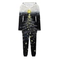 thumbnail image 4 of Women's Fuzzy Christmas Pjs Onesie Pajamas Jumpsuits One Piece Rompers Zipper Hooded Warm Sherpa Romper Sleepwear Cute Playsuit with Hooded, 4 of 6