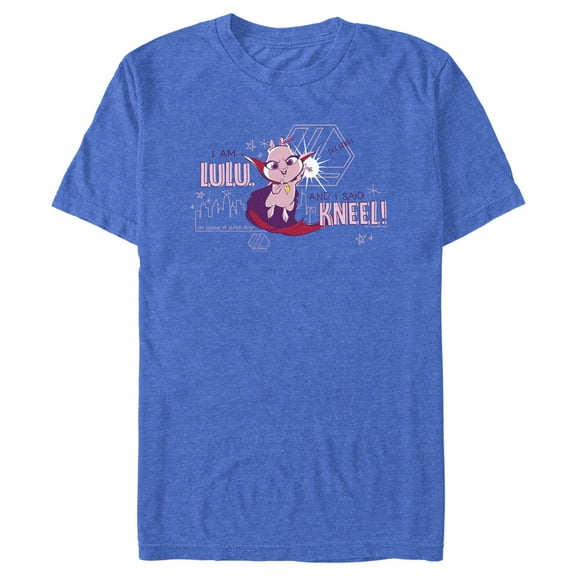 Men's DC League of Super-Pets I am Lulu and I Said Kneel Cartoon Graphic Tee Royal Blue Heather 3X Large