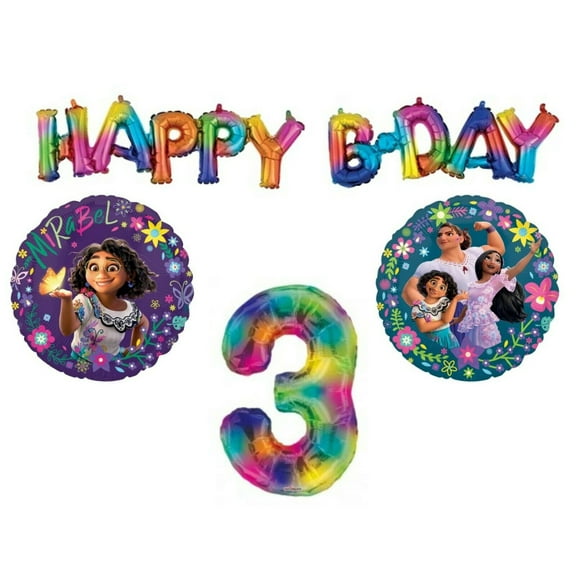 Encanto 3rd Happy B-Day Birthday Rainbow Party Balloons Decorations Supplies Movie