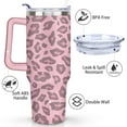 thumbnail image 3 of 40oz Fashion Leopard Pattern Stainless Steel Flip Straw Tumbler Spill Proof Travel Cup Double Wall Vacuum Insulated Coffee Mug with Top Handle, 3 of 6