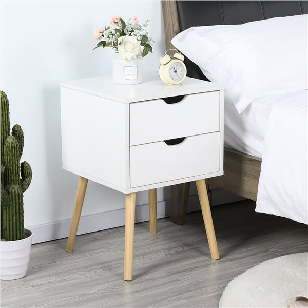 Yaheetech End Tables Nightstand with 2 Storage Drawers ...