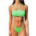 thumbnail image 1 of Bikini de moda sexy para mujer Conjunto de ropa de playa con estampado de dos piezas de color sólido Fridja nalpqowj22620, 1 of 5