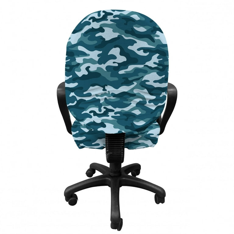 Camo Office Chair Slipcover Camouflage Theme in Oceanic Colors