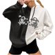 thumbnail image 1 of Jersey de otoño e invierno para mujer, con capucha, estilo punk oscuro, estampado, costura, manga larga, fino, suelto, informal, con cuello encapuchado, suéter, abrigo Pompotops  FGAJ16701, 1 of 5