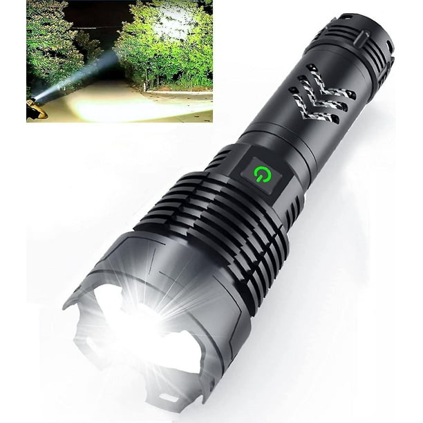 Linterna LED recargable de 120.000 lúmenes, potente linterna XHP160.2 con zoom, IPX5, resistente al agua, superbrillante, con 5 modos.
