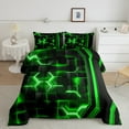 thumbnail image 2 of Erosebridal Black Green Plaid Bedding King Comforter Set,Modern Geometry Down Comforter,Geometric Honeycomb Bedding Sets King with Comforter,Microfiber Bedroom Decor Reversible,3-Piece, 2 of 8