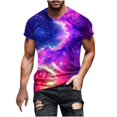 thumbnail image 2 of Yanghang Men Summer Tops Mens T-Shirts Men's Casual Sky Printed Round Neck Short Sleeved T-Shirt Top Hawaiian Shirt For Men, 2 of 5