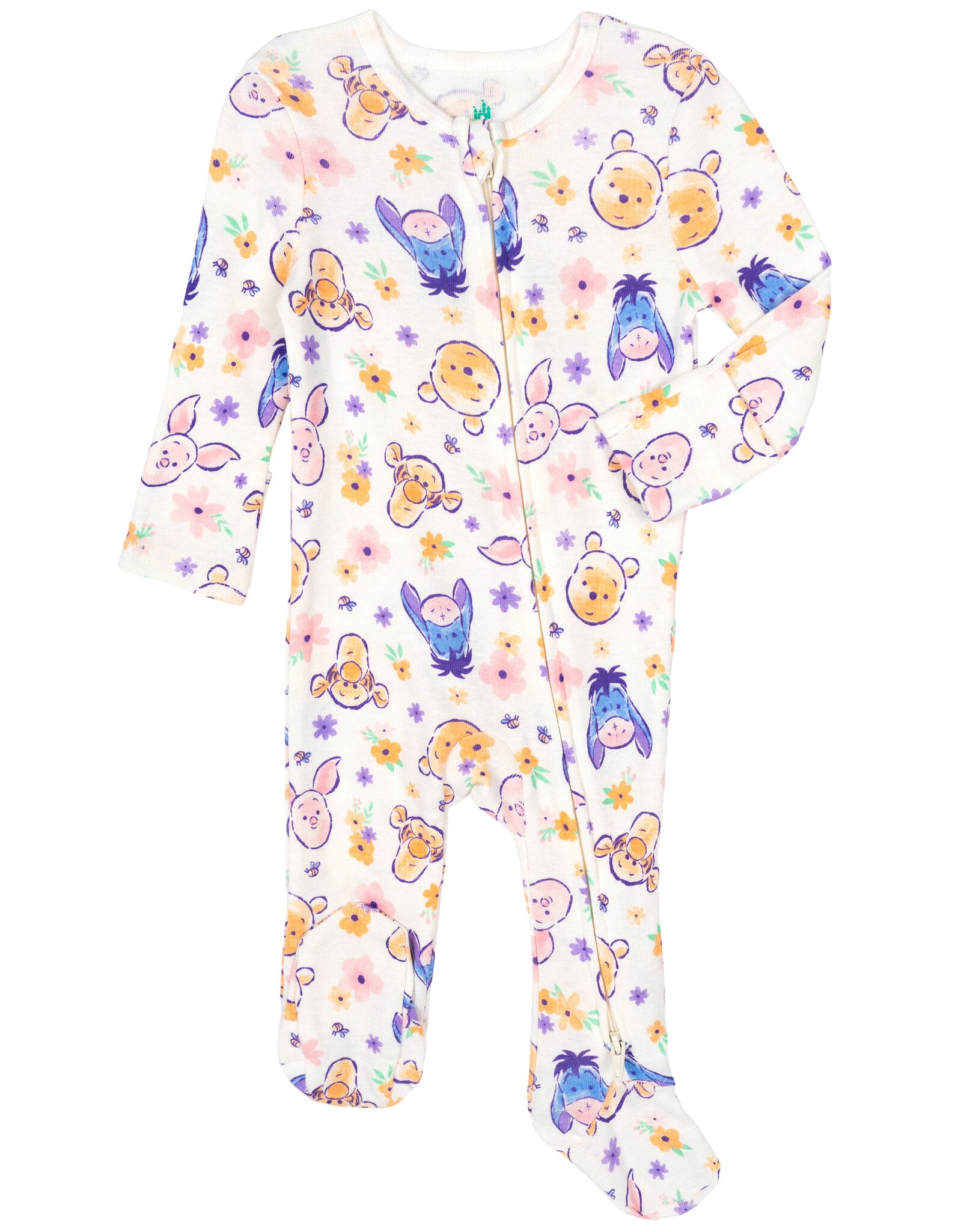 Disney Winnie the Pooh Baby Girls' 2-Pack Footed Sleep N' Play Coveralls Pooh Pink Ivory