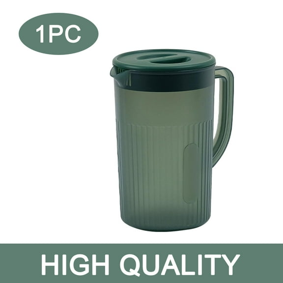 Plastic Water Pitchers with Lid for Drinks, Clear Water Carafe Jug Pitcher Lemonade Juice Beverage Jar with Strainer Cover and Handle for Hot Cold Coffee Drink, Green