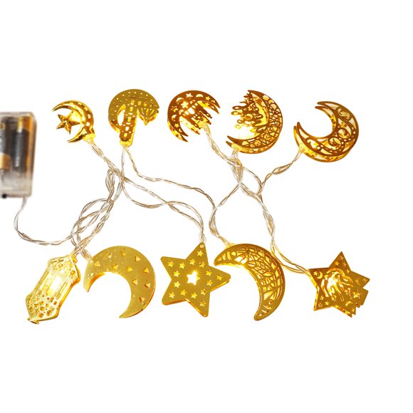 5ft 10LED Eid Ramadan String Lights Moon Shaped Lantern Lamp