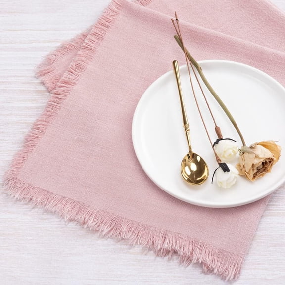 suxuMhao Tassels Cloth Napkins Set of 4, Pink 45x45cm - Dinner Napkins Cloth,cotton linen napkin, Cloth Napkin for Dining, Suitable for Multiple occasions