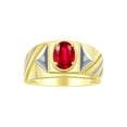 thumbnail image 1 of RYLOS Men's Rings 14K Yellow Gold Ring Classic Designer Style 8X6MM Oval Gemstone & Diamond Ring Ruby July Birthstone Rings For Men Size 10, 1 of 7