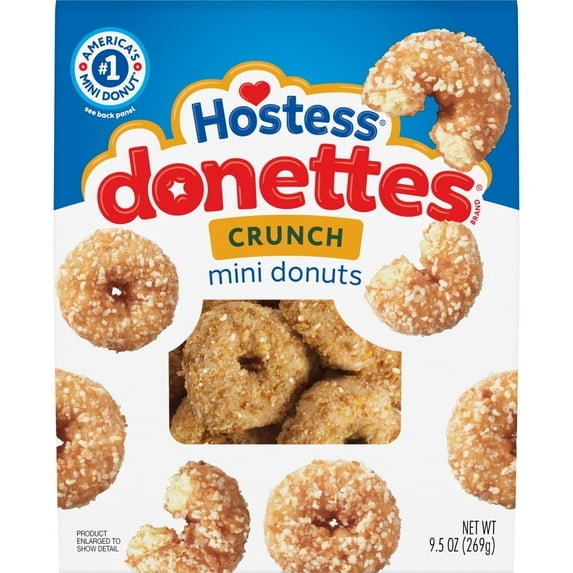 Hostess Donettes, Crunch Mini Donuts, 9.5 oz Bag-4pk, With Olive Green Bowl By ValueNest
